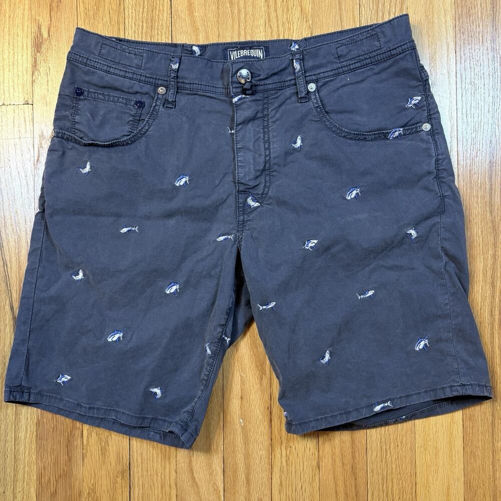 Vilebrequin Shark Embroidered Chino Shorts Men’s Size 34 (Hemmed to 32) Blue